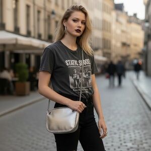 Michael Kors Silver Whip Chelsea Messenger Bag